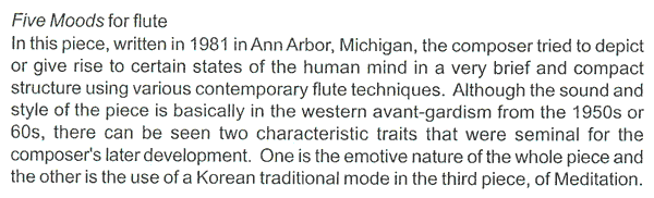 Five Moods for flute - program note